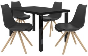 Jedálenský set 1 + 4 Belini čierny / čierne Amareto AMA/0/ZES/B/4B