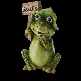 ZÁHRADNÁ FIGÚRKA – SEDIACA ŽABA „WELCOME“ 25 x 18 x 36,5 CM *7201