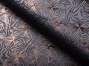Biante Zamatový oválny obrus Isabela IBL-003 Rose Gold trojuholníky na sivom 100x140 cm