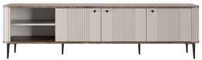 TV stolík Vespera 3D 187 cm - kašmírová / orech / čierne nožičky