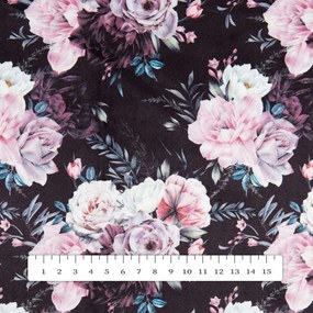 Biante Zamatový štvorcový obrus Tamara TMR-011 Kvetiny na čiernom 100x100 cm