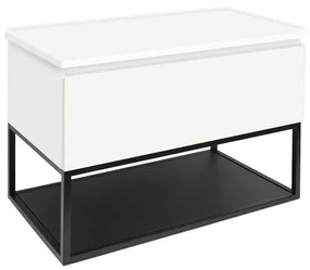 Kúpeľňová skrinka s krycou doskou SAT B-Way 79x57x45 cm biela lesk BWAY80WDESK