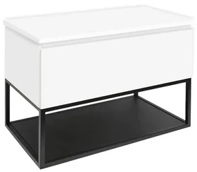 Kúpeľňová skrinka s krycou doskou SAT B-Way 79x57x45 cm biela lesk BWAY80WDESK