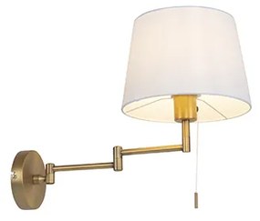 Bronzová nástenná lampa s bielym tienidlom a nastaviteľným ramenom - Ladas Deluxe