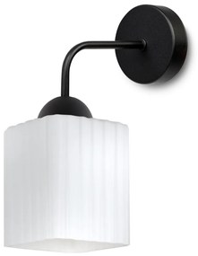 Nástenné svietidlo Riffle Square, 1x biele sklenené tienidlo, b