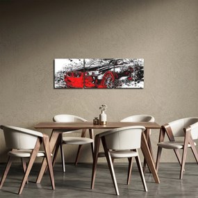 Obraz - Maľované auto v akcii (s hodinami) (90x30 cm)
