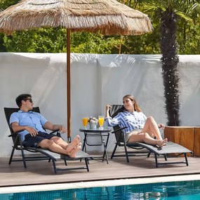 Ležadlo záhradné skladacie s reguláciou operadla, farba oceľová