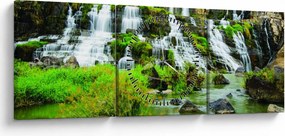 Obraz - vodopády (s hodinami) (90x30 cm)