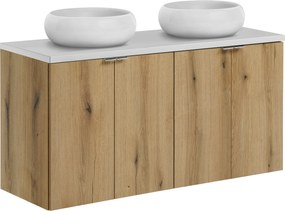 Comad Kúpeľňová skrinka s doskovými umývadlami set Nova Oak 120 dub coast evoke/biela