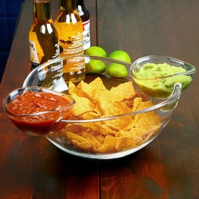 Bar@drinkstuff Chip And Dip nádoba s bočnými nadobami na dip
