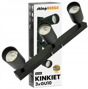 BERGE Stropné bodové svietidlo LED VIKI-X 3x GU10 - čierne