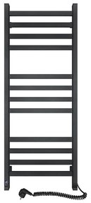 Kúpeľňový rebríkový radiátor s termostatom AVANGARD 459W/230V 120,6cm IP44 čierny pravý
