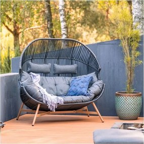 MI Dvojité ratanové kreslo HOLAND čierne