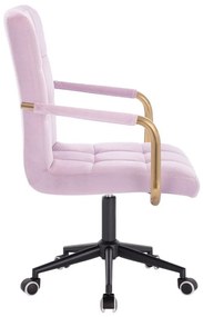 LuxuryForm DESIGN Stolička VERONA GOLD VELUR na čiernej podstave s kolieskami - levanduľa