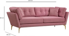 Třímístná pohovka Mapa 214 cm růžová