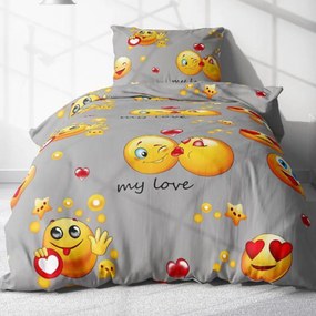 Bavlnené posteľné obliečky emoji 4-dielne
