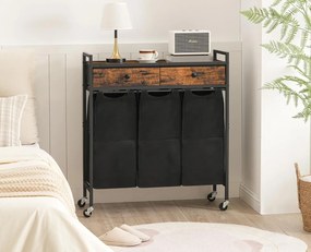 Koš na prádlo Vasagle Boro 130,2 L černý/hnědý