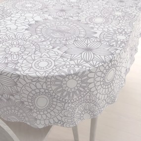 Biante Bavlnený oválny obrus Sandra SA-365 Sivé mandaly na bielom 140x160 cm