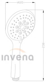 Invena Larisa, ručná sprchová hlavica 5-funkčná, biela-chrómová, INV-AS-03-002-X