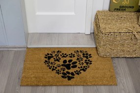 Home Elements Rohožka gumová kokosová Srdce z Tlapek - běžová 43 x 73 cm