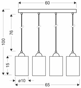 Candellux Čierno-hnedý závesný luster Bistro pre žiarovku 4x E27 34-00552