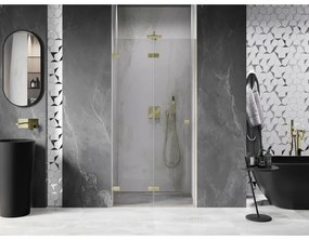 Mexen, Mexen Lunar-F skladacie ľavé sprchové dvere 65 cm, transparentné, brúsené zlaté - 836-065-000-55-00-L