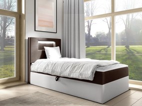 Kontinentálna jednolôžková posteľ Junior Ribezo 1, Strana: ľavá, Rozmer postele: 80x200, Dostupné poťahy: ekokoža Soft 017 (biela) + Fresh 04