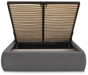 Tmavosivá čalúnená dvojlôžková posteľ s úložným priestorom/bez čela s roštom 180x200 cm Inera – Bobochic Paris