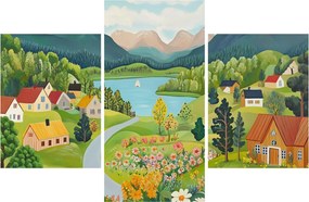 Obraz - Dedina v horách (90x60 cm)