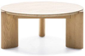 Konferenční stolek Medley 90 cm z masivu travertin/jasan