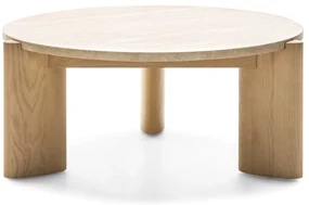 Konferenční stolek Medley 90 cm z masivu travertin/jasan