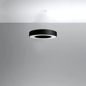 Závesné svietidlo Saturno Slim, 1x čierne textilné tienidlo, (biely plast), (fi 50 cm)