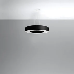 Závesné svietidlo Saturno Slim, 1x čierne textilné tienidlo, (biely plast), (fi 50 cm)
