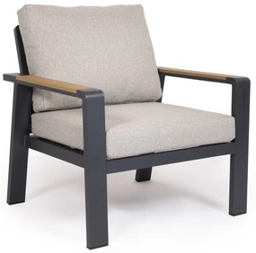 Hliníkové kreslo EMOT antracit so svetlou poduškou