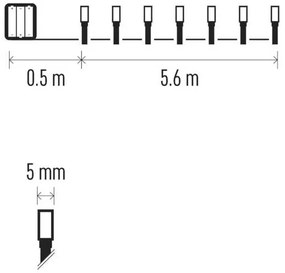 Vianočná reťaz LED 5,6 m, teplá biela