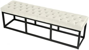 Lavica Polson - zamat, čierny rám 150 cm - Krémová