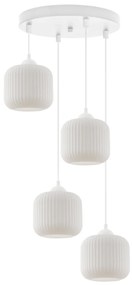 Závesné svietidlo Riffle, 4x biele sklenené tienidlo, w, o