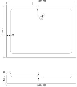 Mexen Rio, obdĺžniková sprchová vanička 120x80x14 cm + chrómový sifón, biela, 45108012