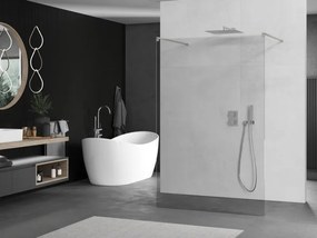 Mexen Kioto, sprchová zástena Walk-In 130 x 200 cm, 8mm číre sklo, brúsená oceľ profil,  800-130-002-97-00