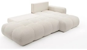 Rozkladacia rohová čalúnená sedacia súprava s úložným priestorom do tvaru L ALMADA pravé prevedenie svetlobéžová