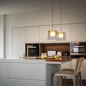 Ideal Lux - LED Luster na lanku FADE 1xG9/3W/230V pr. 27,3 cm zlatá/dymová