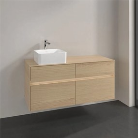 VILLEROY &amp; BOCH Collaro závesná skrinka pod umývadlo na dosku (umývadlo vľavo), 4 zásuvky, s LED osvetlením, 1200 x 500 x 548 mm, Nordic Oak, C042B0VJ