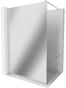 Mexen Kioto, sprchová zástena Walk-In 100 x 200 cm, 8mm sklo vzor zrkadlo, brúsená oceľ profil, 800-100-101-97-50