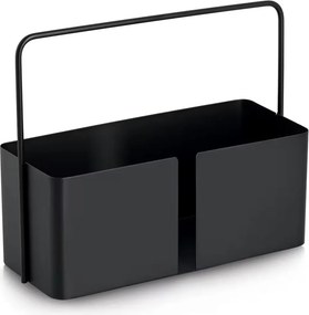ZELLER PRESENT Prenosný kovový košík s madlom, URBAN - čierny, 30 x 12 x 24,5 cm