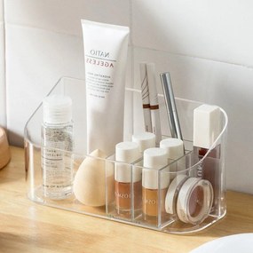 Stojan na kozmetiku s 9 priehradkami - priehľadný Plast