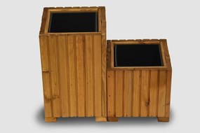 Štvorcový drevený truhlík s plastovou vložkou - svetlohnedá, 25x25x25