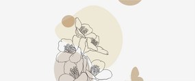 Obraz - Béžové kvety s motýľom N⁰4 (120x50 cm)