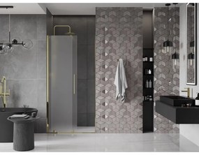 Mexen Velar, posuvné sprchové dvere do otvoru 110 cm, 8mm sklo námraza, zlatá lesklá, 871-110-000-31-50