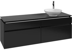 VILLEROY &amp; BOCH Legato závesná skrinka pod umývadlo na dosku (umývadlo vpravo), 4 zásuvky, 1600 x 500 x 550 mm, Black Matt Lacquer, B59800PD