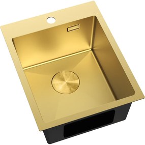 Mexen Solix, 1-komorový nerezový drez 400 x 500 mm, brúsená zlatá, 6406401000-55